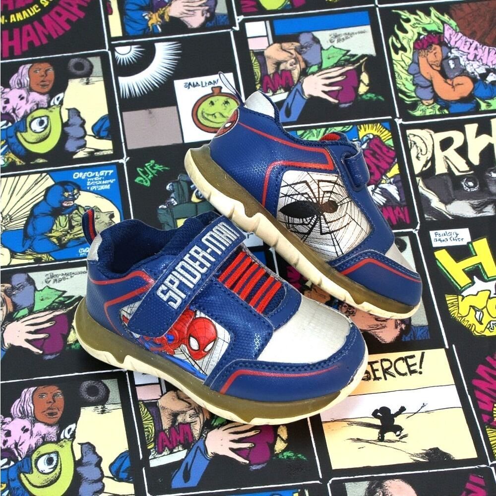 Marvel Spiderman Boys Blue/Silver/Red Light Up Sneakers - Size: 9T